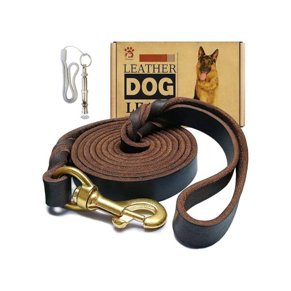 Genuine Leather 6ft x 3/4 inch Dog Leash Braided Training Leash for Large Dogs