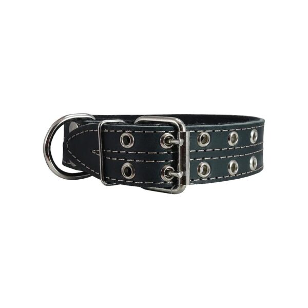 Genuine Leather Dog Collar with Nickel Plated Buckle for Large Great Danes and Mastiffs