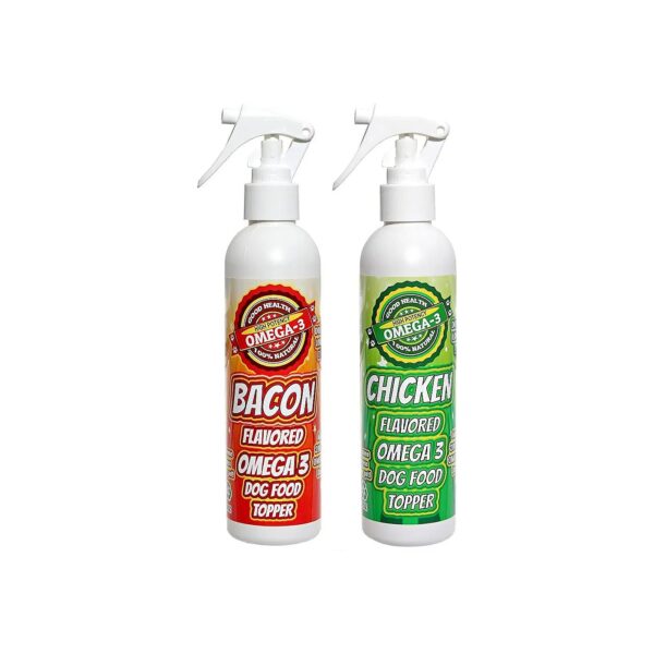 Get the Best of Both Worlds with Bacon and Chicken Omega 3 Sprays for Dry Dog Food