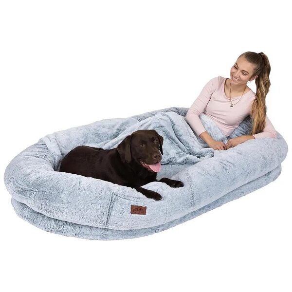 Giant Dog Bed XXEX-Large for Humans 72x48x12in Faux Rabbit Fur