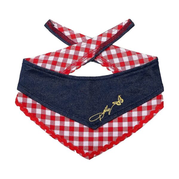 Gingham Print Dog Bandana for Small Breed Dogs with Reversible Design