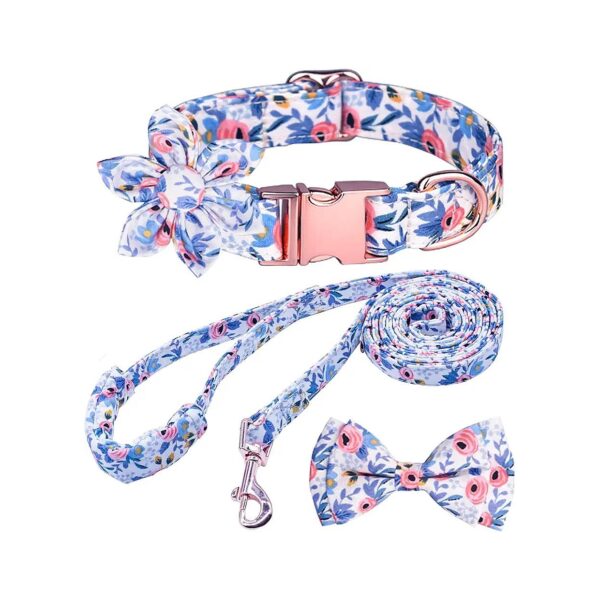 Girl Dog Leash Sets with Detachable Flowers and Bow Ties for Small Medium Large Dogs