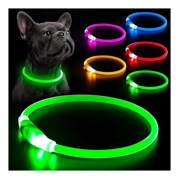 Glowing Green TPU LED Dog Collar for Small Medium Large Dogs