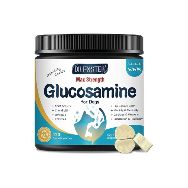 Glucosamine for Dogs with Chicken Flavor, Chondroitin, and Omega-3 for Joint Health