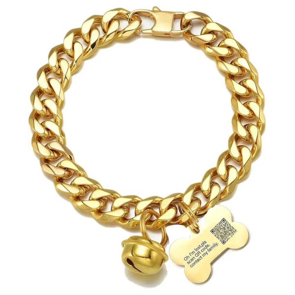 Gold Chain Collar with Customizable Tag Adjustable Chew Proof Kitten Puppy