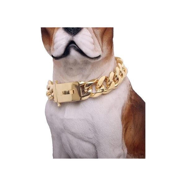 Gold Chain Dog Collar with Adjustable Length for Medium and Large Dogs