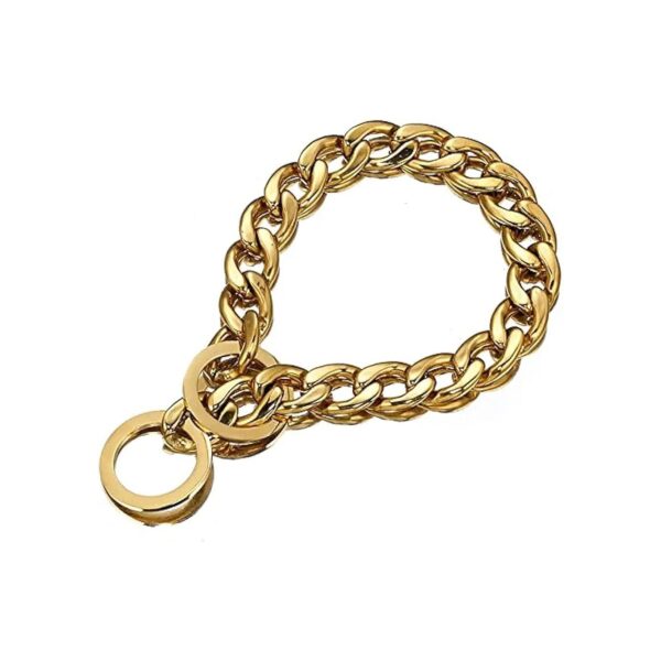 Gold Dog Collar for Small Medium Large Dogs with Heavy Duty Stainless Steel Chain