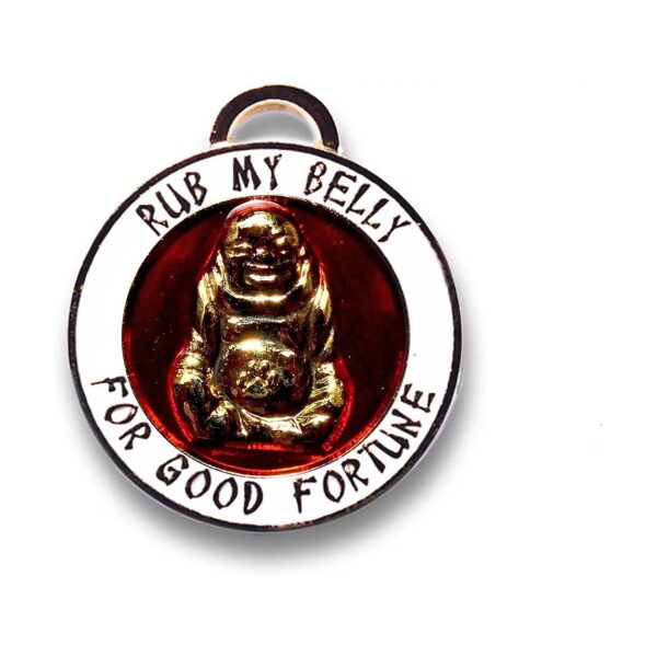 Gold Lucky Buddha Round Pet Collar Charm for Fashionable Pet Owners