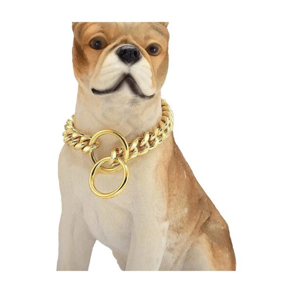 Gold Plated Stainless Steel Cuban Link Dog Collar Chain for Small and Medium Breeds