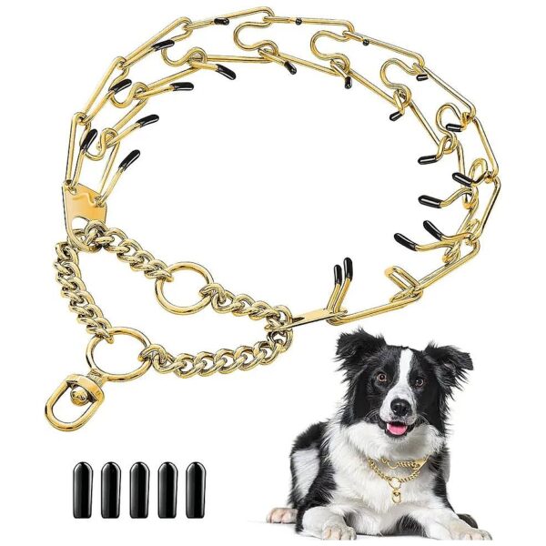 Gold Prong Dog Training Collar with Adjustable Stainless Steel Links for Easy Correction