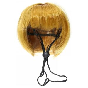 Golden Dog Wig for Small Dogs Cats Adjustable Pet Costume Soft Shiny Easy to Use Washable