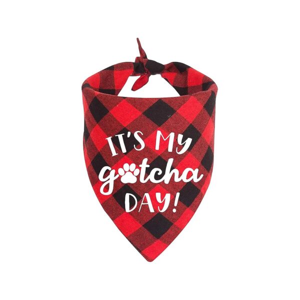 Gotcha Day Gifts for Dog Lovers Red Plaid Cotton Pet Bandanas