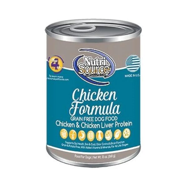 Grain-Free Chicken Dog Food with Chicken Liver Protein for Adult Dogs, 13 Oz, Pack of 12