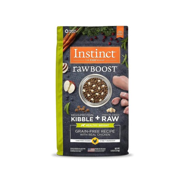 Grain-Free Kibble with Freeze-Dried Raw Chicken for Healthy Weight Management in Dogs