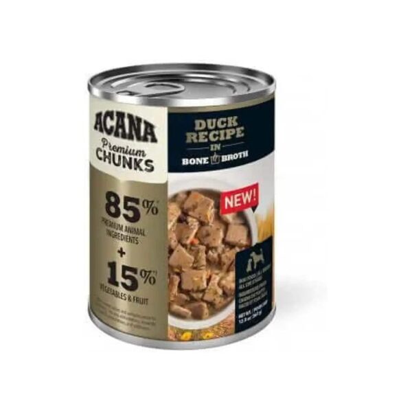 Grain-Free Wet Dog Food Chunks in Duck Flavor and Bone Broth Nutrition