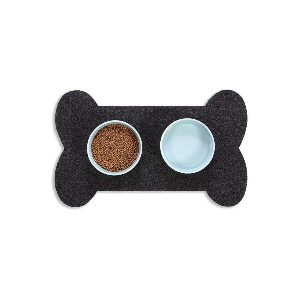 Gray Bone Shaped Dog Food Bowl Placemat with Slip Resistant Design for Pet Accessories