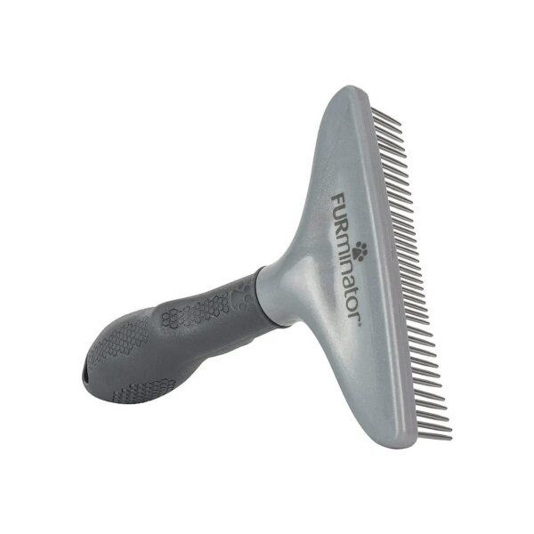 Gray Gray Oblong Shaped Grooming Rake for Removing Loose Hair and Tangles from Undercoat