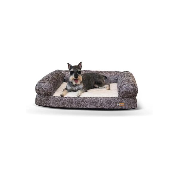 Gray Medium Memory Foam Pet Sofa with Quilted Sleeping Surface