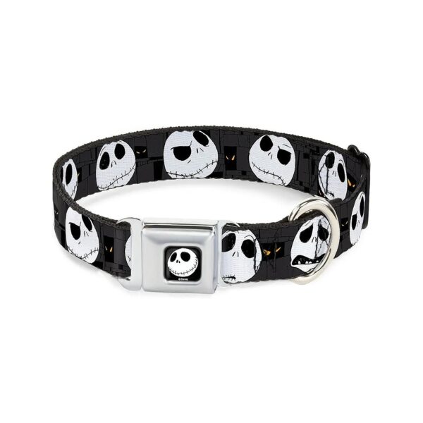 Gray Nightmare Before Christmas Jack Expressions Nylon Dog Collar 16-23 Neck