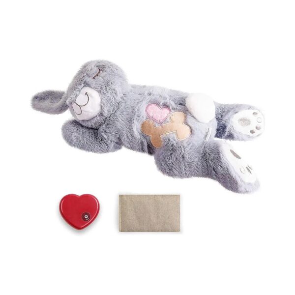 Gray Rabbit Anxious Puppy Relief Toy with Heartbeat and Warmer Bag for Puppy Dogs