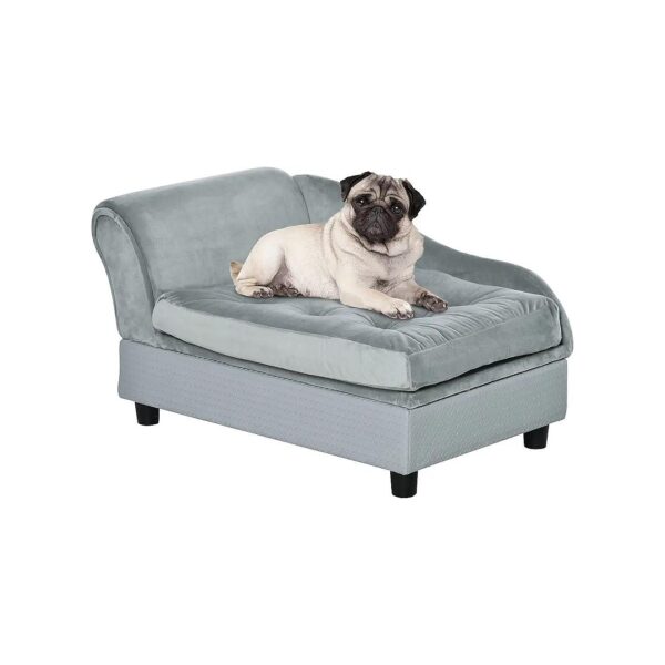 Gray Small Dog Bed with Hidden Storage and Soft 3-inch Foam