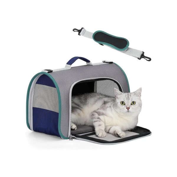 Gray Small Pet Carrier for Travel with Airline Approval for Cats and Small Dogs