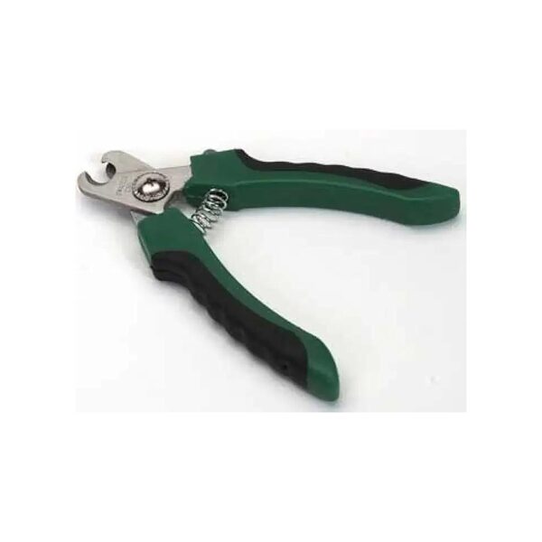 Green Curved Stainless Steel Pet Nail Trimmer for Professional Groomers