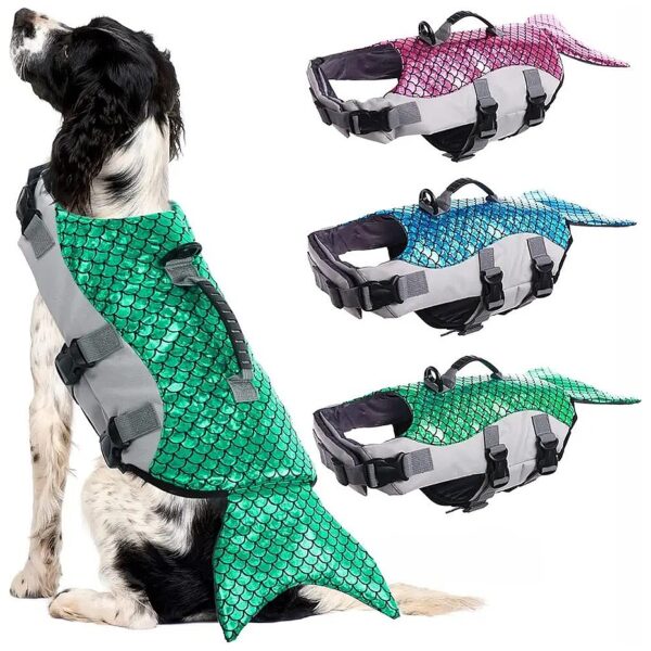 Green Dog Life Jacket for Large Dog Breeds Swimming Boating Protection