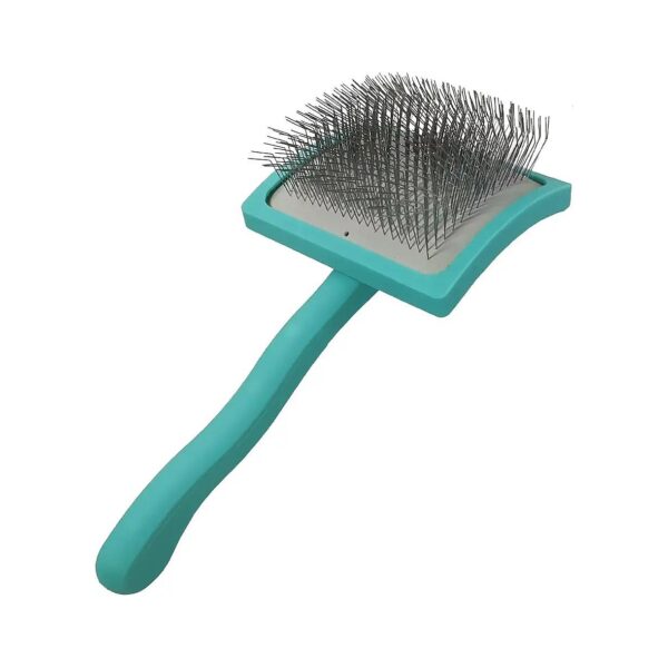 Green Extra Long Pin Slicker Brush for Medium to Long Haired Dogs Including Poodles