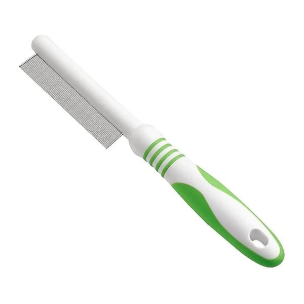 Green Flea Comb for Medium to Small Dogs with Durable Stainless-Steel Teeth