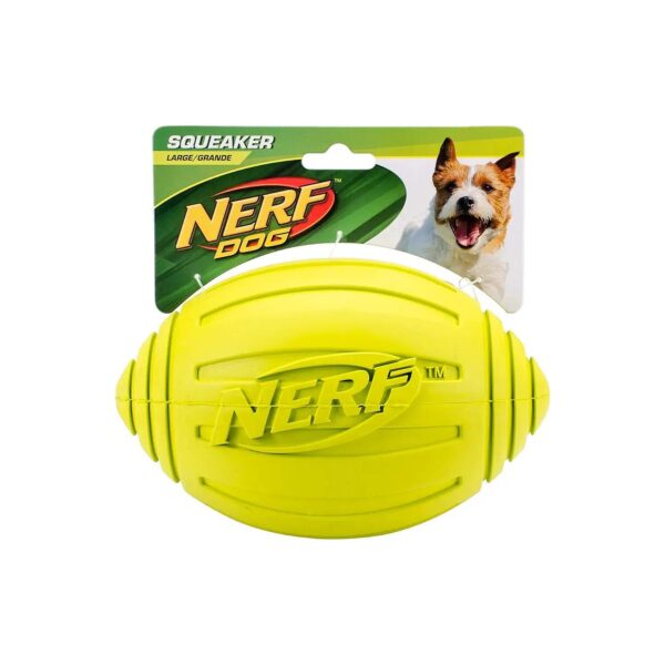 Green Football Dog Toy with Interactive Squeaker for Medium Large Breeds