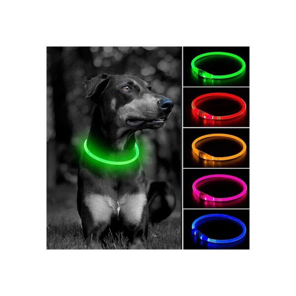 Green LED Lighted Puppy Collar with 3 Glow Modes for Small Medium Large Dogs