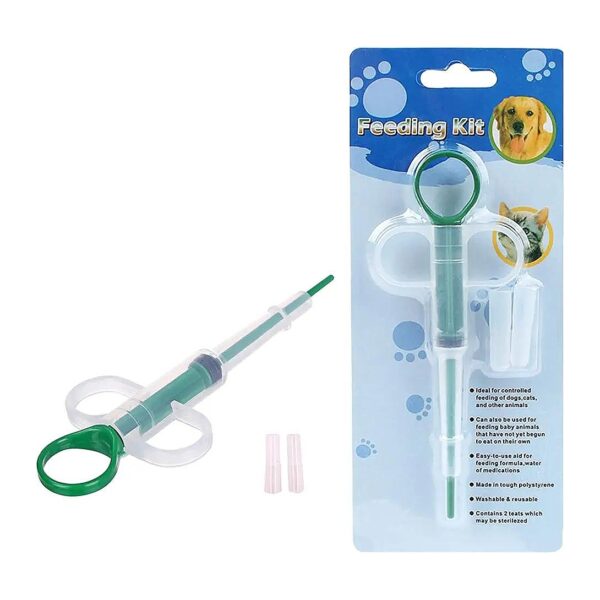 Green Medicine Dispenser Set for Cats and Dogs with Silicone Syringes