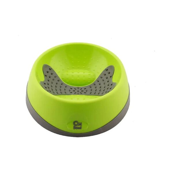 Green Oral Health Dog Food Bowl for Medium Breed Dogs, Stimulatory Nodules