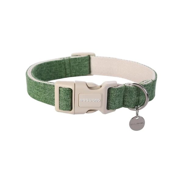 Green Pet Collar Made from Cotton and Linen, Soft, Breathable, and Durable for Daily Use