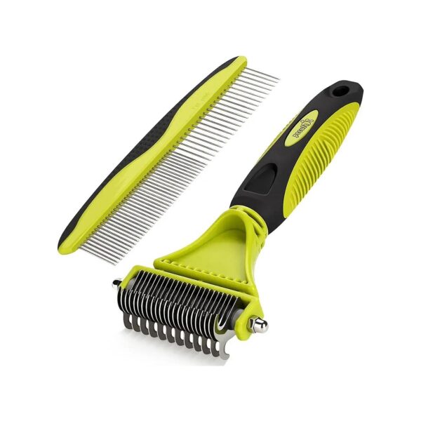 Green Pet Dematting Tool 2 Pack for Dematting Knotted Undercoat Hair