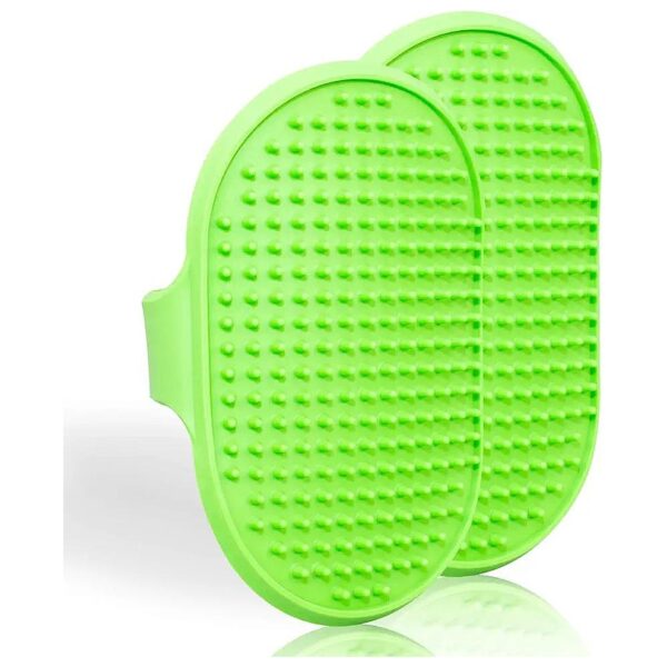 Green Rubber Dog Shower Brush for Massage and Lather with Adjustable Strap