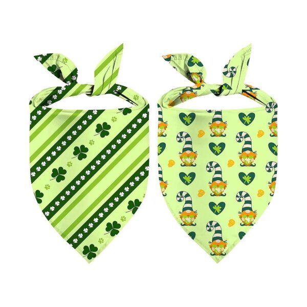 Green Shamrock Pattern Adjustable Dog Bandana for Small Pets Holiday Party Costume Idea