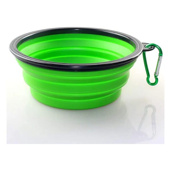 Green Silicone Foldable Portable Dog Food Bowl