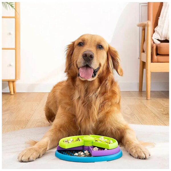 Green Slow Feeder Dog Bowls for Large Breeds Adjustable Height Reduces Anxiety Choking