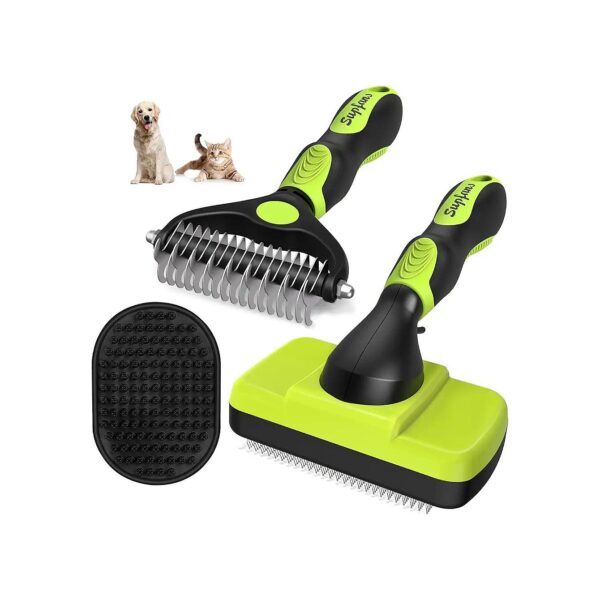 Green and Black Dog Brush for Dog Shedding and Deshedding Premium Pet Supplies