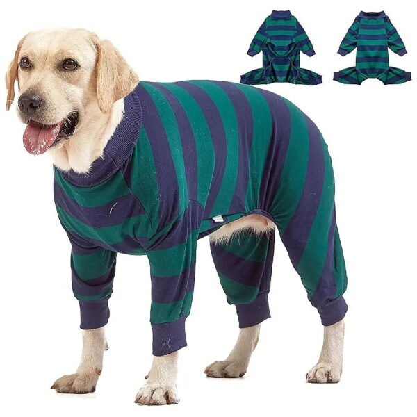 Green and Black Stripe Print Dog Clothing for Large Breed Dogs