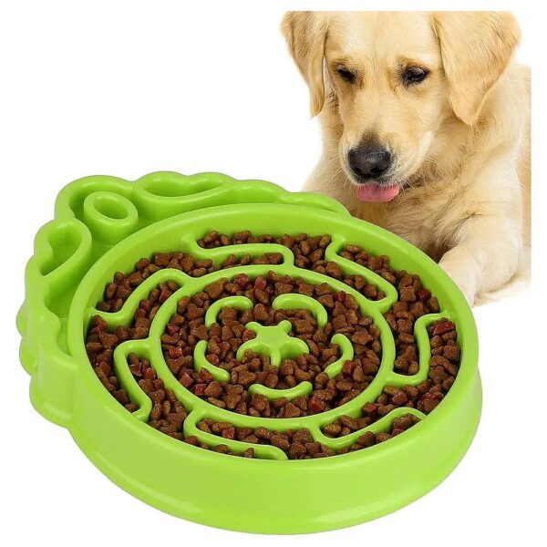 Green2 Dog Slow Feeder Bowl with Anti-Slip Base and Extended Design for Slow Eating