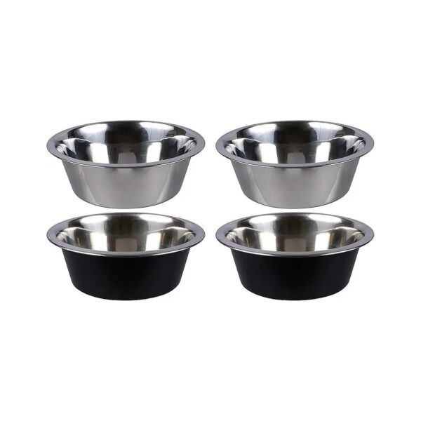 Greenbrier Kennel Club - Set of 4 - Stainless Steel Metal Dog Bowls for Multi-Pet Homes