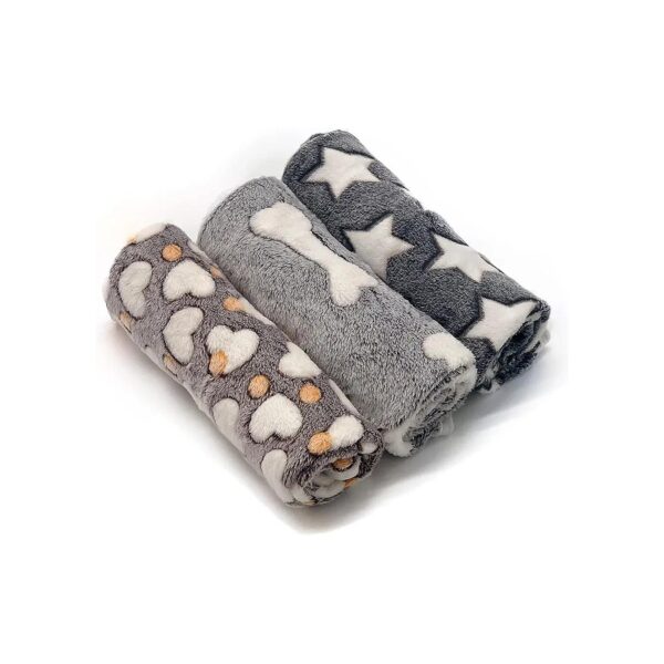 Grey Bone and Love Pattern Dog Blankets for Small Pets