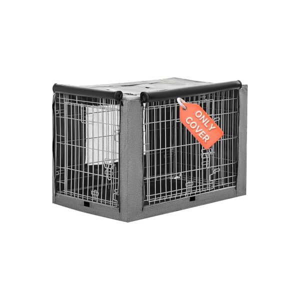 Grey Dog Crate Cover with Single or Double Doors for Wire Crates (30-42inch)