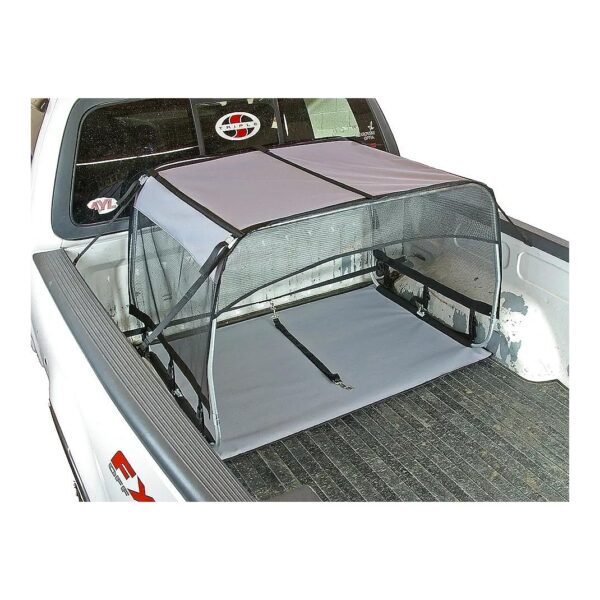 Grey Dog Shelter Canopy with Pad and Tether for Truck Bed Vehicle Shade