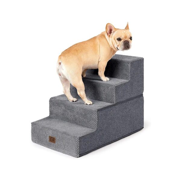 Grey Dog Steps for Small Dogs and Cats Foam Dog Step for High Bed