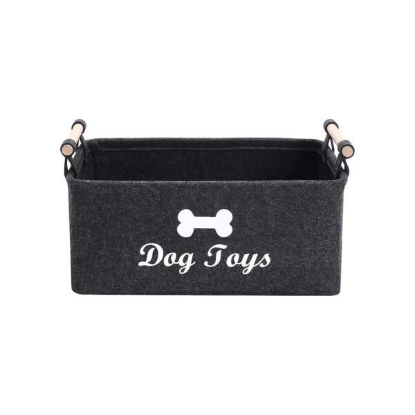 Grey Felt Dog Toy Box for Large Storage of Pet Toys and Accessories