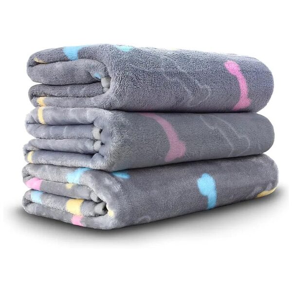 Grey Fleece Dog Blanket for Large Dogs Medium Pet Soft Plush Blanket